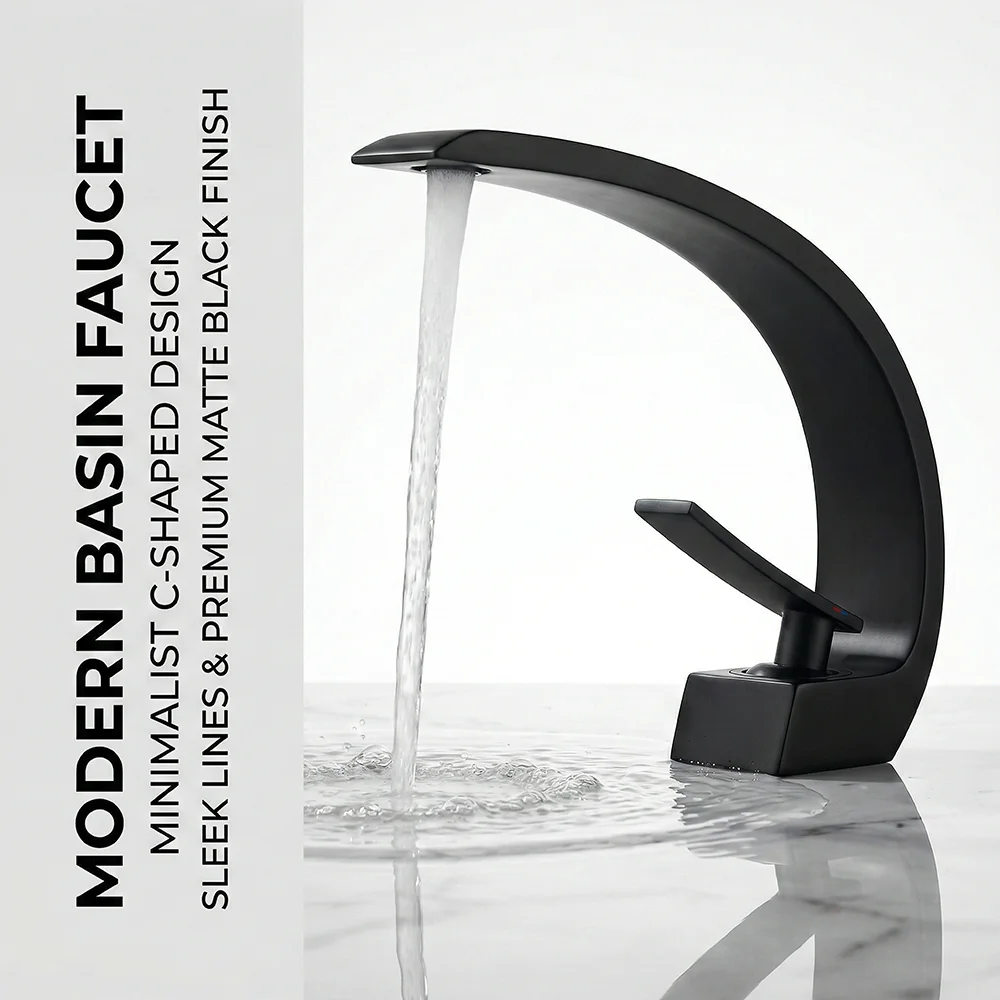 Silicone Tap Washer - 무광 블랙 욕실 수전, 알루미늄 합금