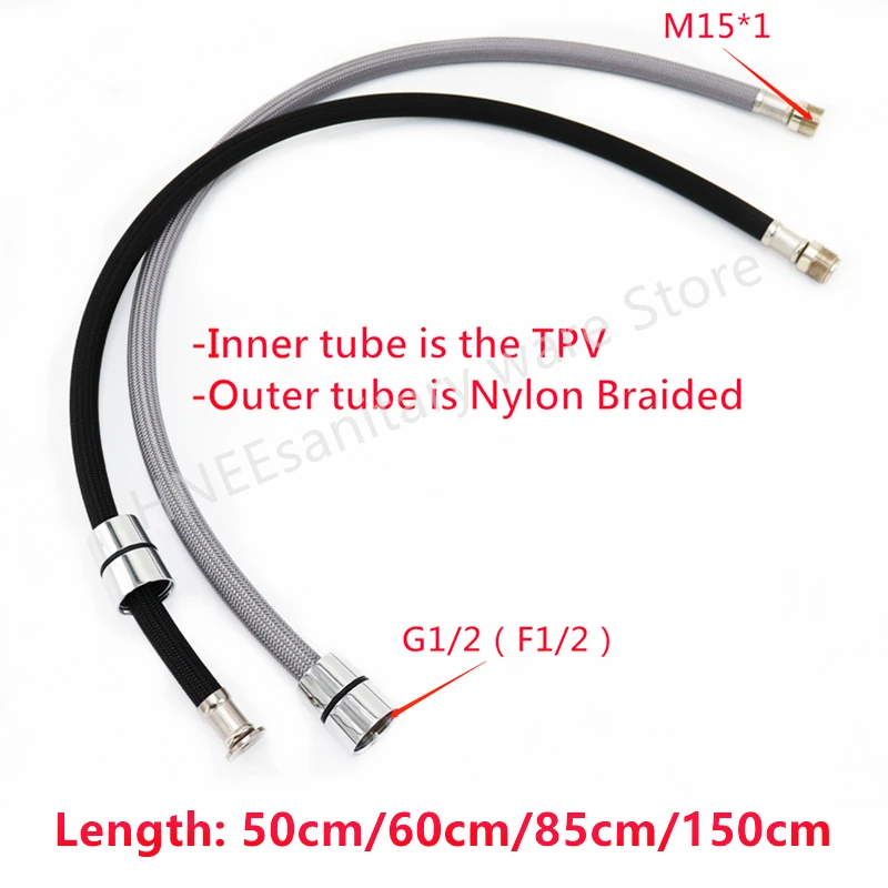 Flexible Hose Braided - 50cm/60cm/85cm/150cm F1/2 M15*1 주방용 나일론 땋은