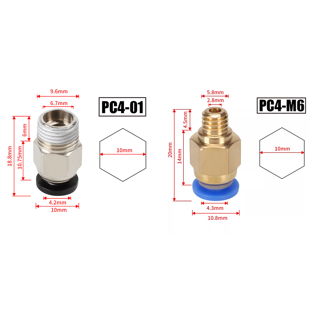 Ptfe Tape Thread - 10 개/몫 PC4-M10 3D 프린터 부품