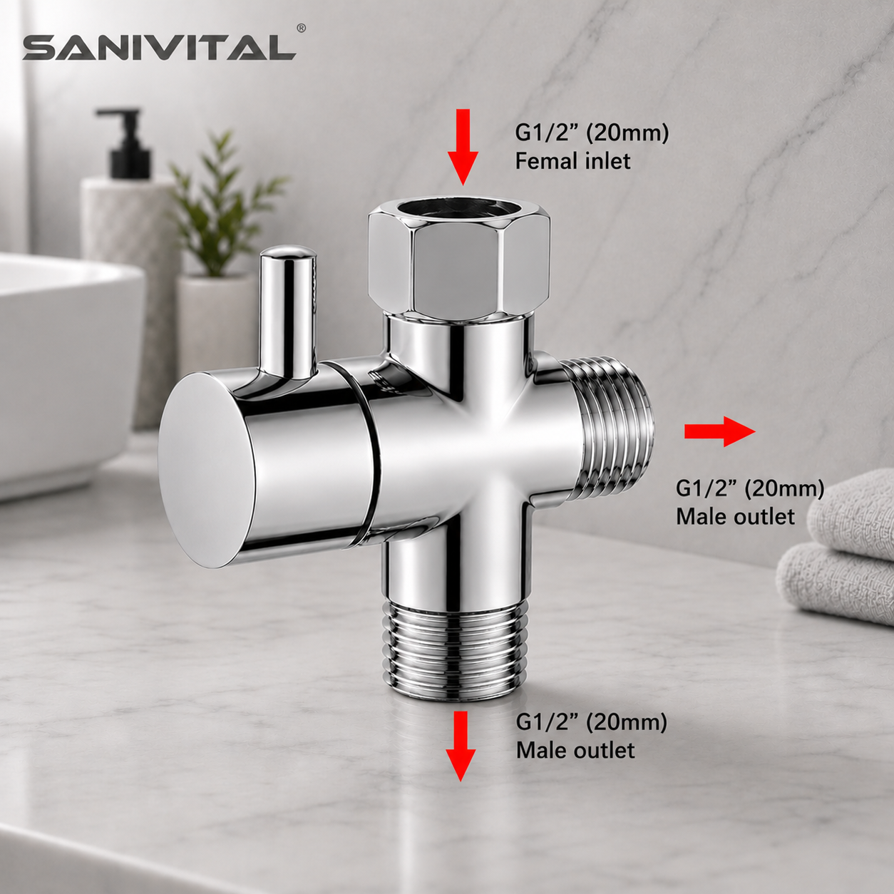 Shower Valve Cartridge - SANIVITAL 3방향 샤워 전환 밸브 G1/2
