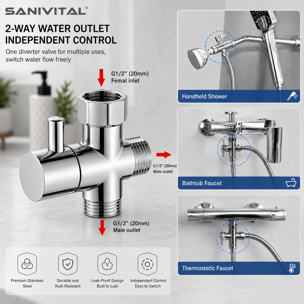 SANIVITAL 3방향 샤워 전환 밸브 G1/2 30 - Shower Valve Cartridge 리뷰 및 가격