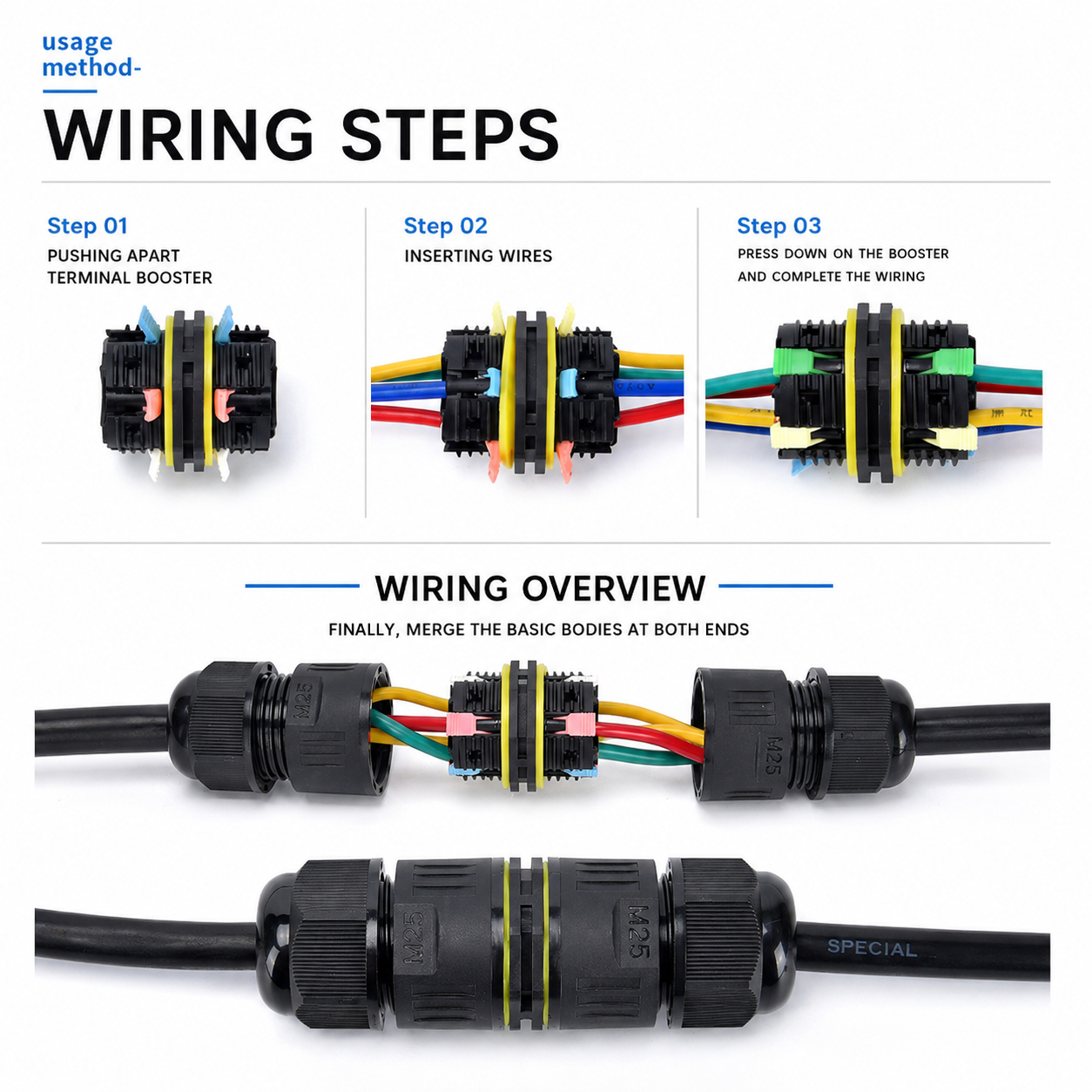 IP68 M25 방수 퀵 와이어 커넥터 2/3/4/5핀 - Push Fit Connector 리뷰 및 가격